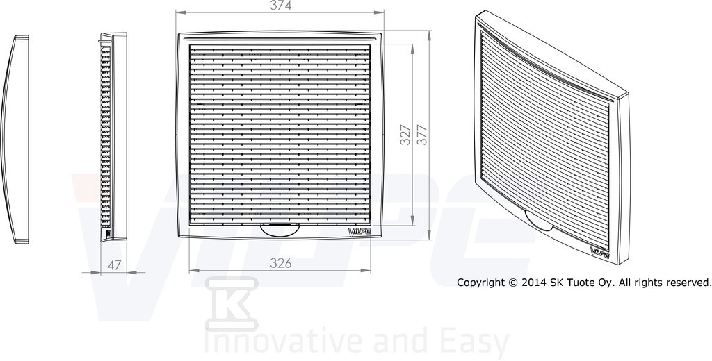 Multifunctional grille 375x375 - White - 793340